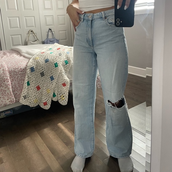 GARAGE WIDE LEG RIPPED JEANS - Picture 2 of 3